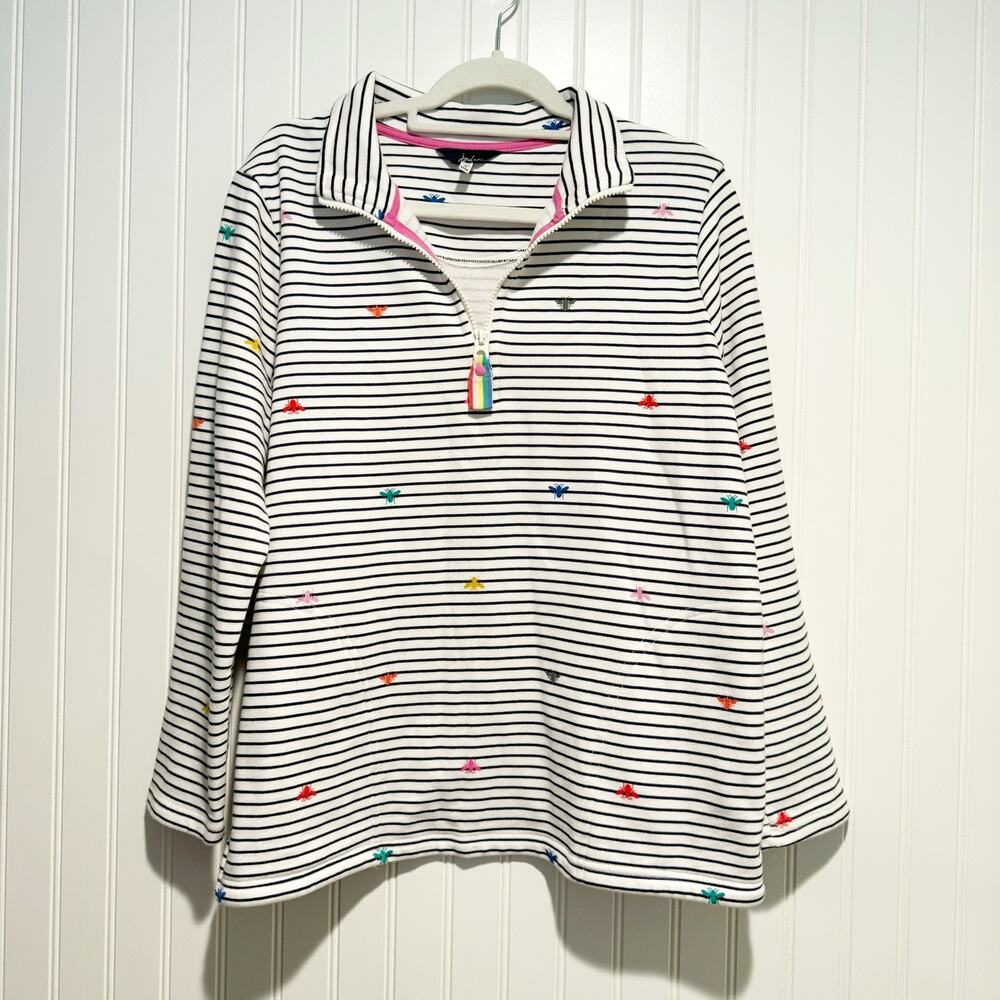 Joules Funnel Neck Sweatshirt Striped Rainbow Bee Print Size 10 - Picture 2 of 9